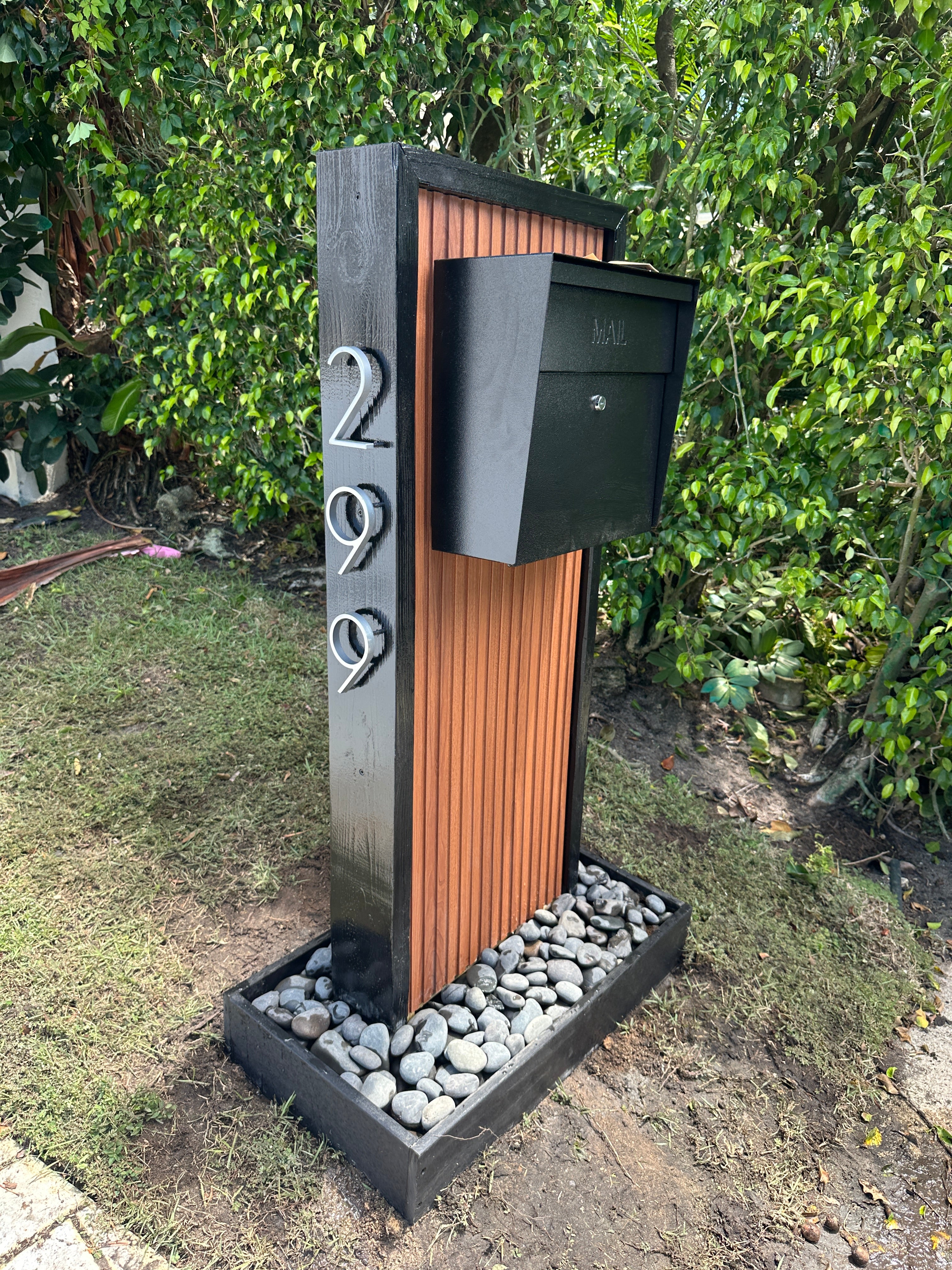Teak Vertical Slats Mailbox | Natural Texture, Modern Style