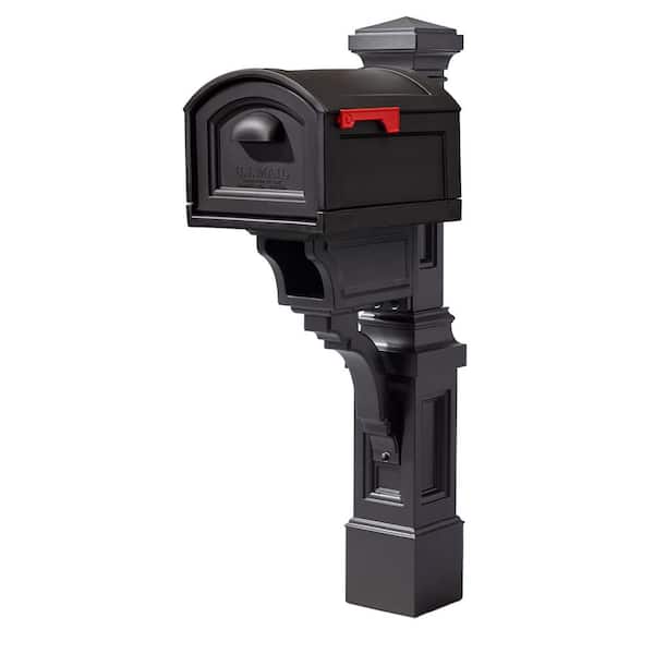 Atherton black mailbox with black post